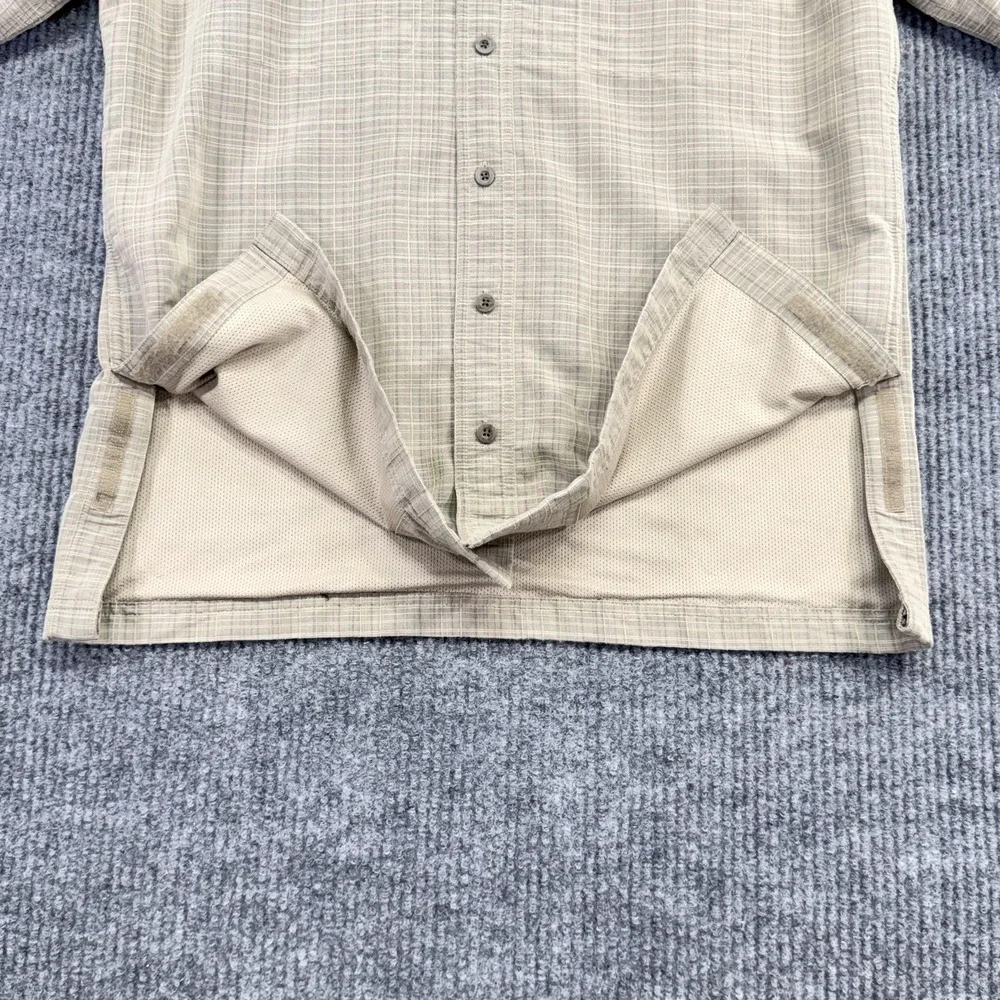 5.11 Tactical Shirt Mens Medium Beige Plaid Mesh Lined Short Sleeve Button Up